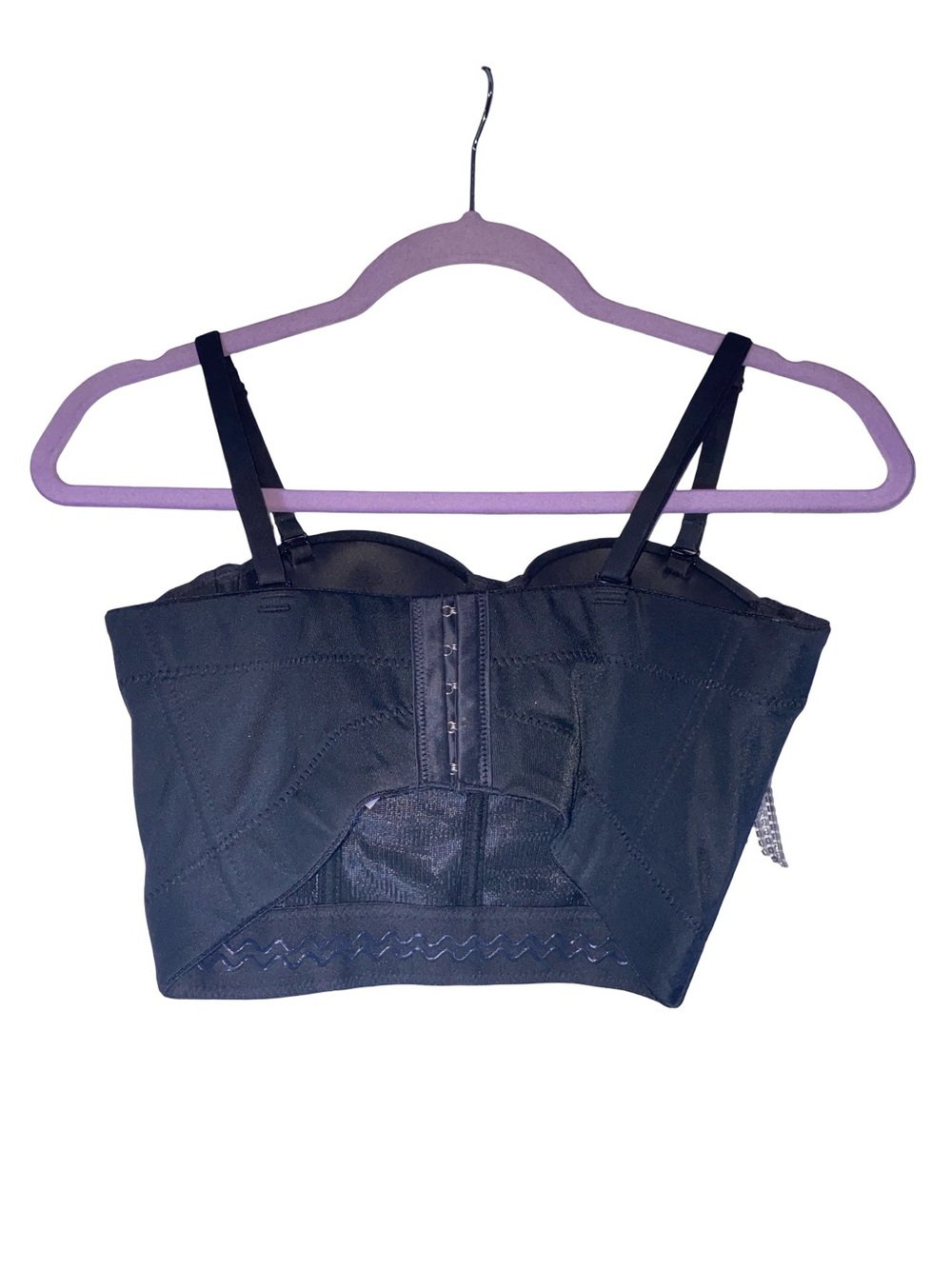 Sparkle & Shine Rhinestone Fringe Bustier Crop Top Black Sequin Diamond corset - Picture 3 of 5